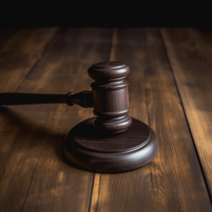 judge's gavel on a wooden surface