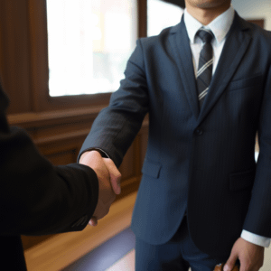 two people in suits shaking hands
