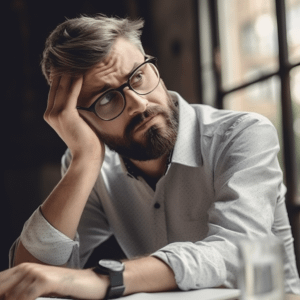 a nervous looking man in a formal shirt