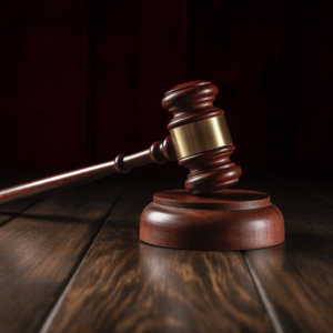 judge's gavel on a wooden surface