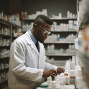 a pharmacist working
