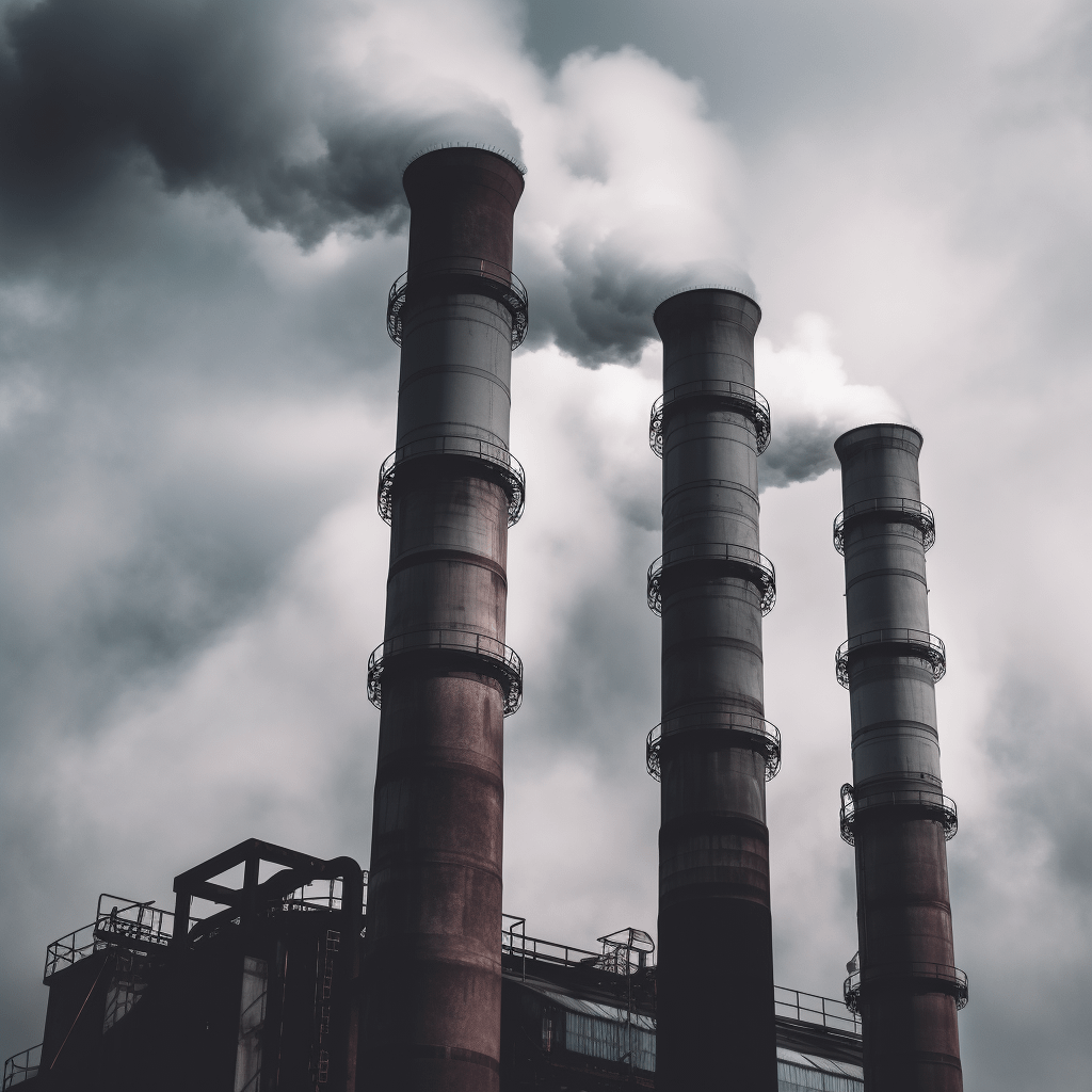 smoke stacks at a factory