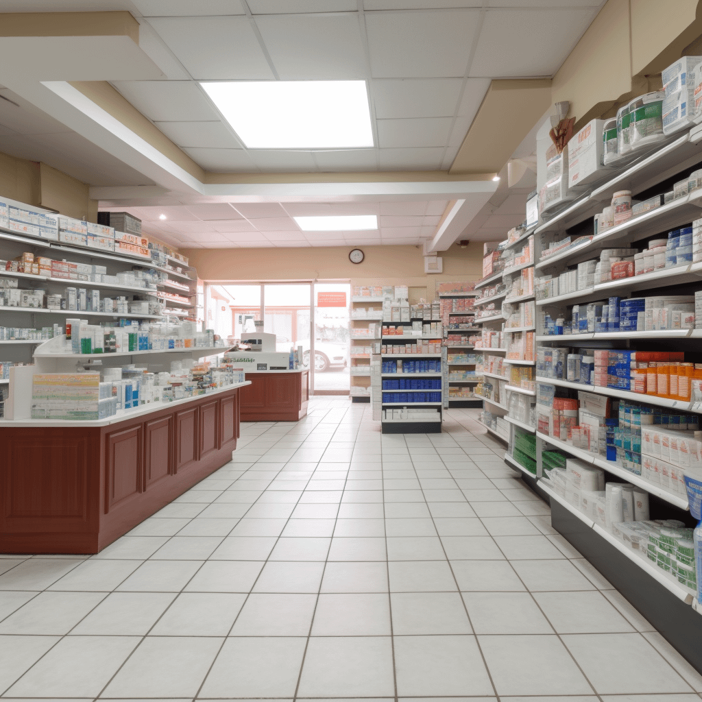 the inside of a pharmacy