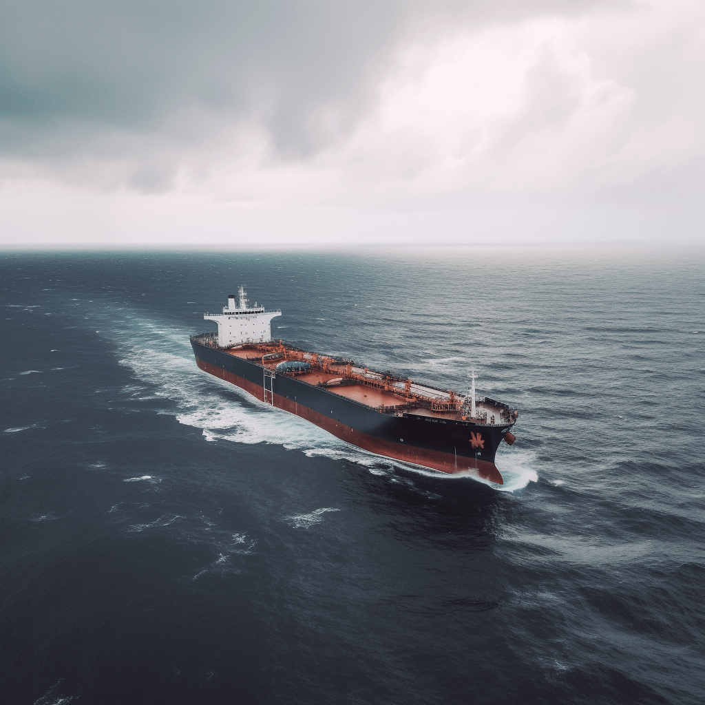 an oil tanker in the ocean
